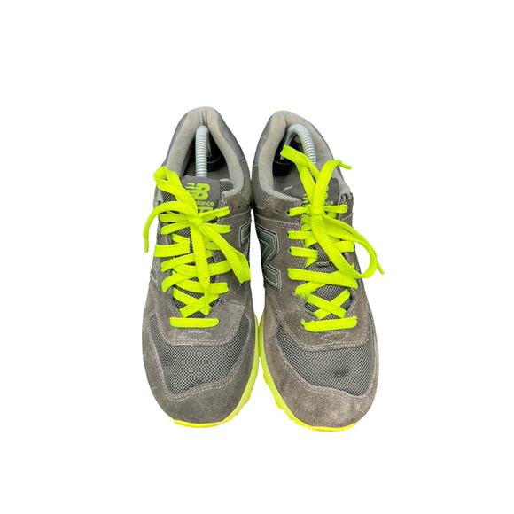 ? New Balance 574 Gray & Neon Yellow Sneakers Men’s 8 – Retro Streetwear Vibes main image 5